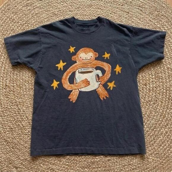 Other - Black Cotton T-Shirt With Cute Monkey